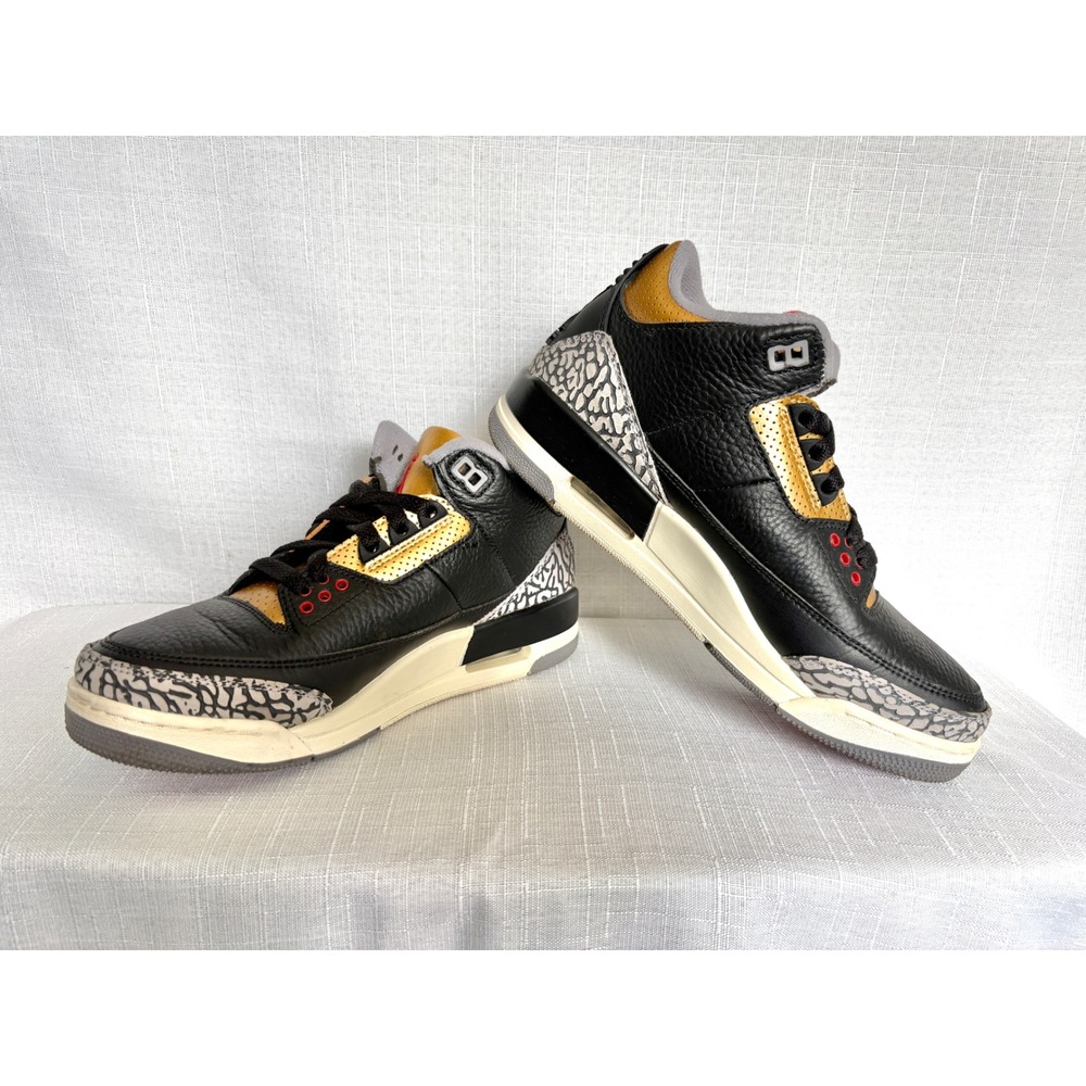 Nike Air Jordan 3 Retro Black Gold Womens Sneakers CK9246-067 Size 8